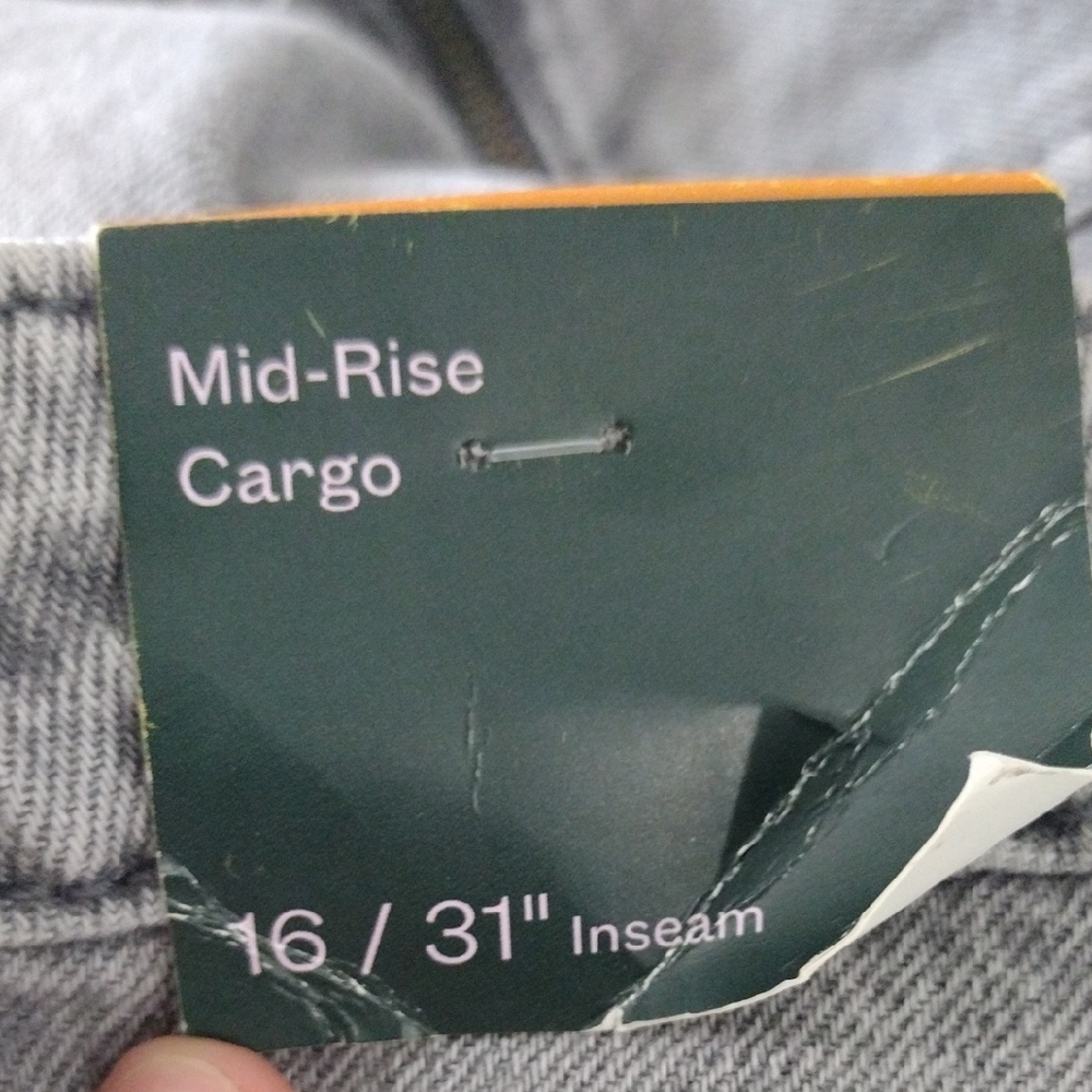 Women's Gray Cargo Jeans Mide Rise - Picture 4 of 6